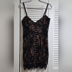 NWY Tobi Black and Tan Lace Mini Dress